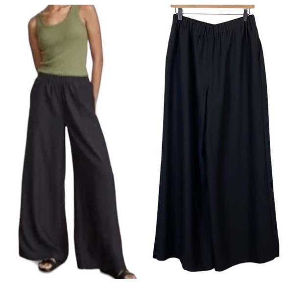 Elizabeth and James Pants - Elizabeth & James Black Wide Leg Pants Pull On Medium Pockets